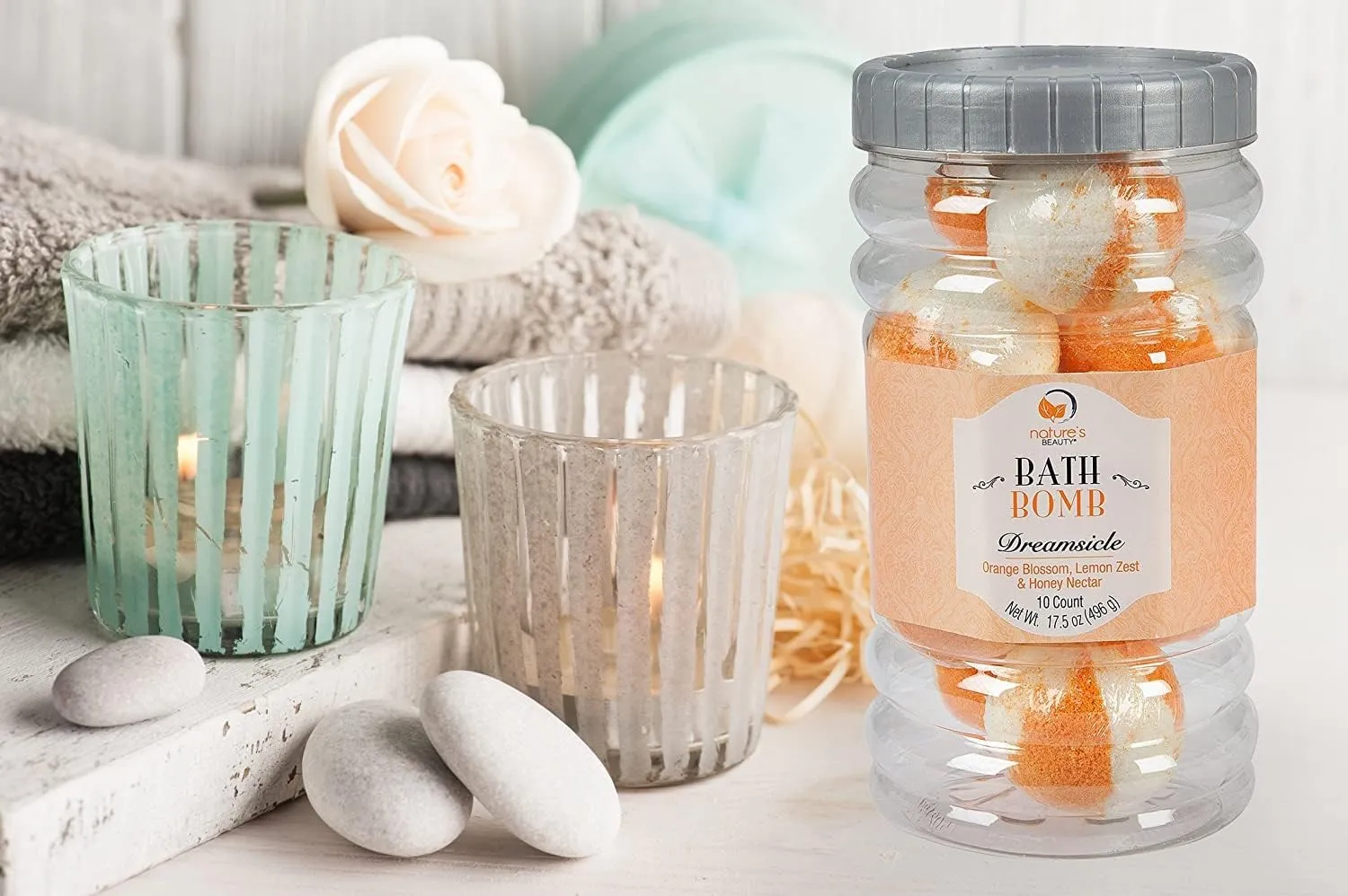 Nature's Beauty Dreamsicle Bath Bomb Gift Set Multi-Pack - Orange Blossom, Lemon Zest & Honey Nectar Scent Made w/Orange Peel Extract, Coconut Oil   Vitamin E, 17.5 oz |10 ct ea (2 Pack)
