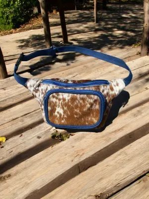 Navy Blue Cowhide Fanny Pack
