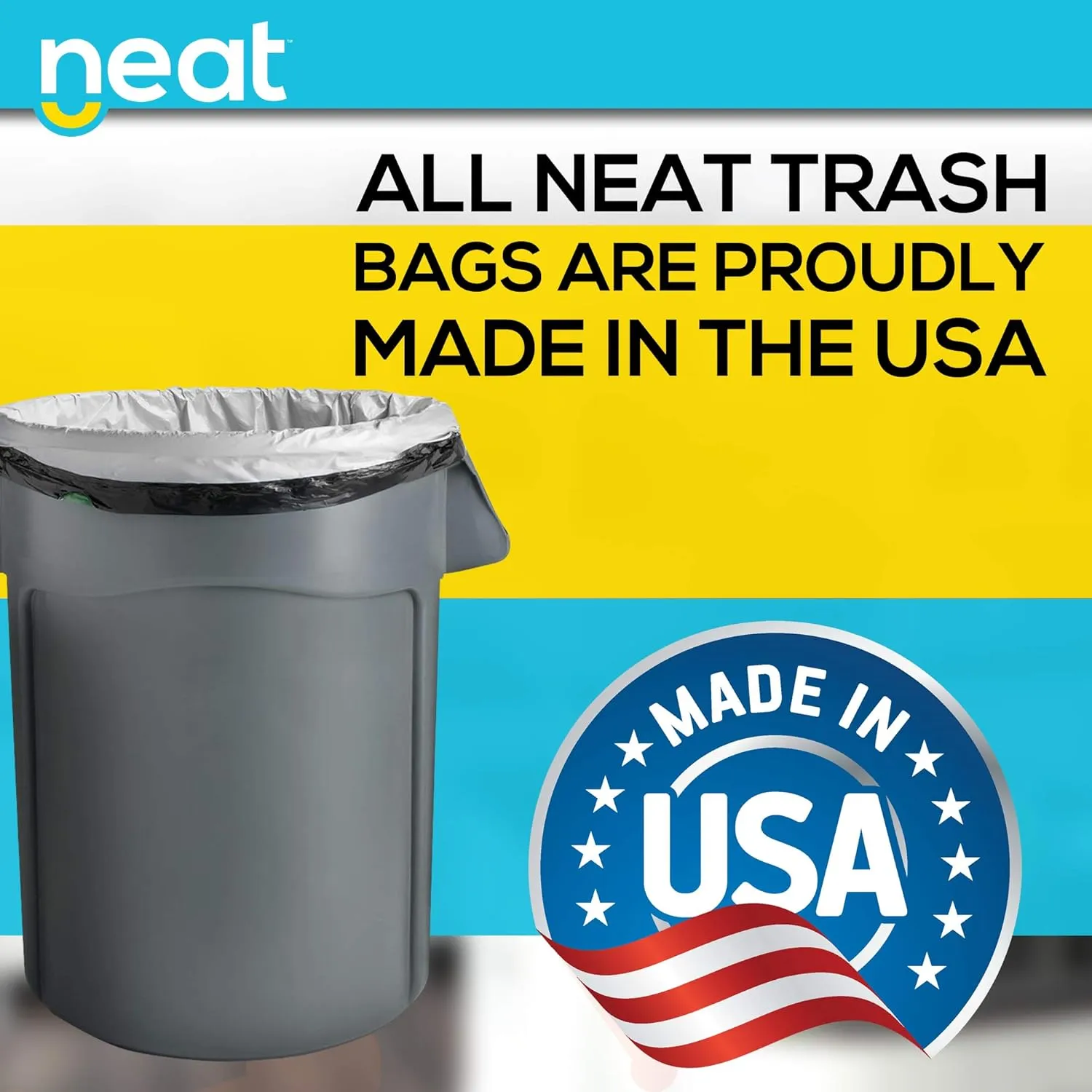 Neat Tall Kitchen 13 Gallon Drawstring Trash Bags - (MEGA 200 Count) - Triple Ply Fortified, Eco-Friendly 50% Recycled Material, Neutralize  Odor Technology, Reversible Black and White Garbage Bags