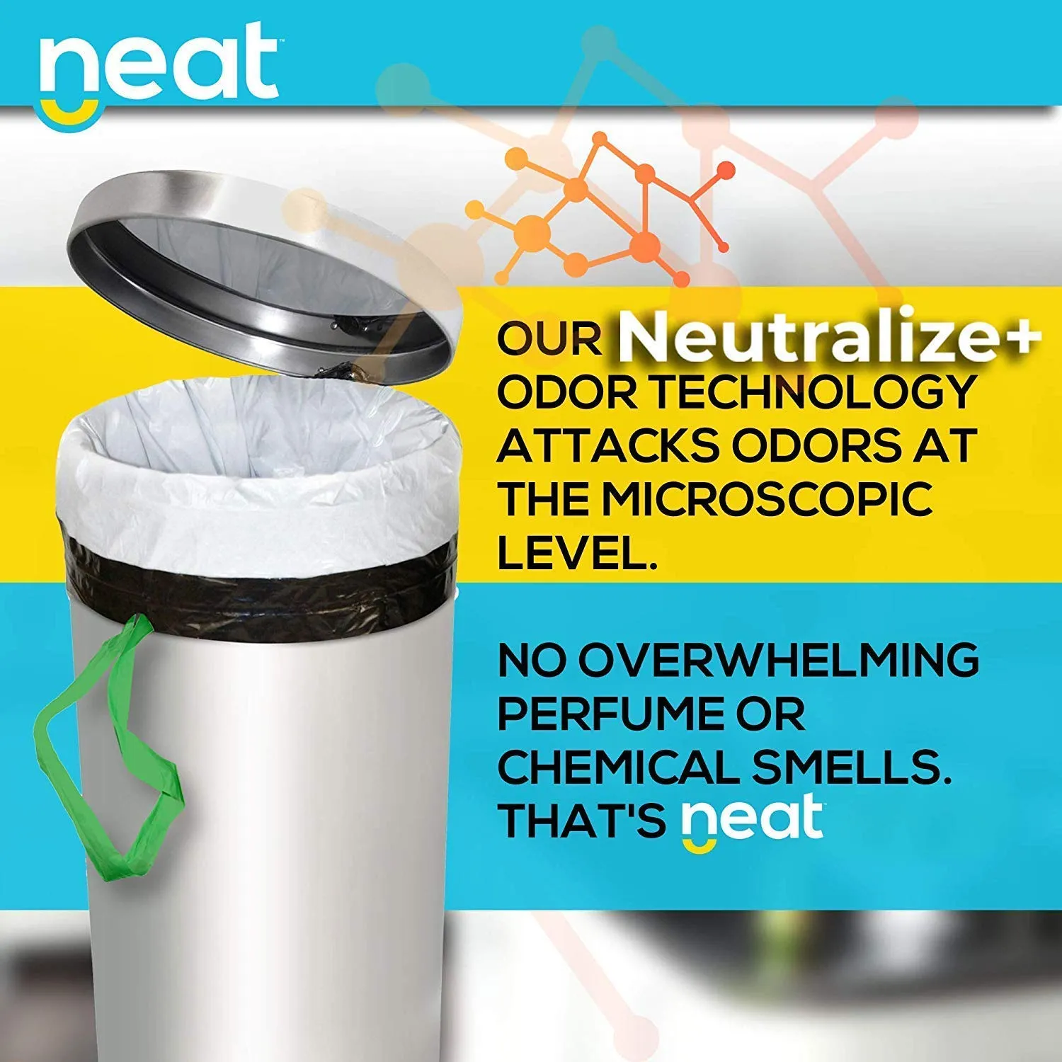 Neat Tall Kitchen 13 Gallon Drawstring Trash Bags - (MEGA 200 Count) - Triple Ply Fortified, Eco-Friendly 50% Recycled Material, Neutralize  Odor Technology, Reversible Black and White Garbage Bags