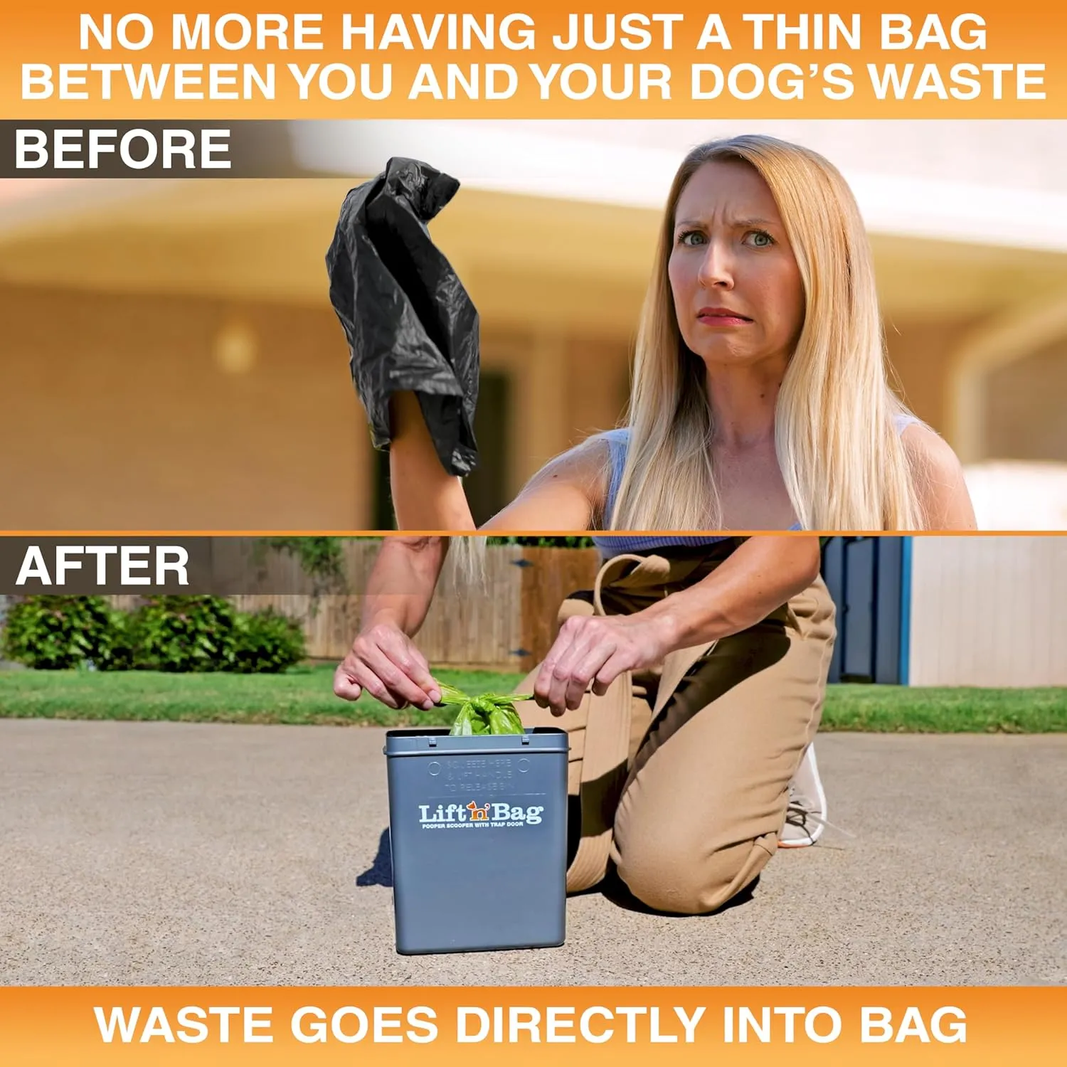Neater Pets Lift N’ Bag Trap Door Dog Pooper Scooper with Bag Attachment for Small to Large Breeds - 15 Refill Bags - Heavy Duty Dog Poop Scooper for Yard & Walks, One-Handed Operation, Direct to Bag