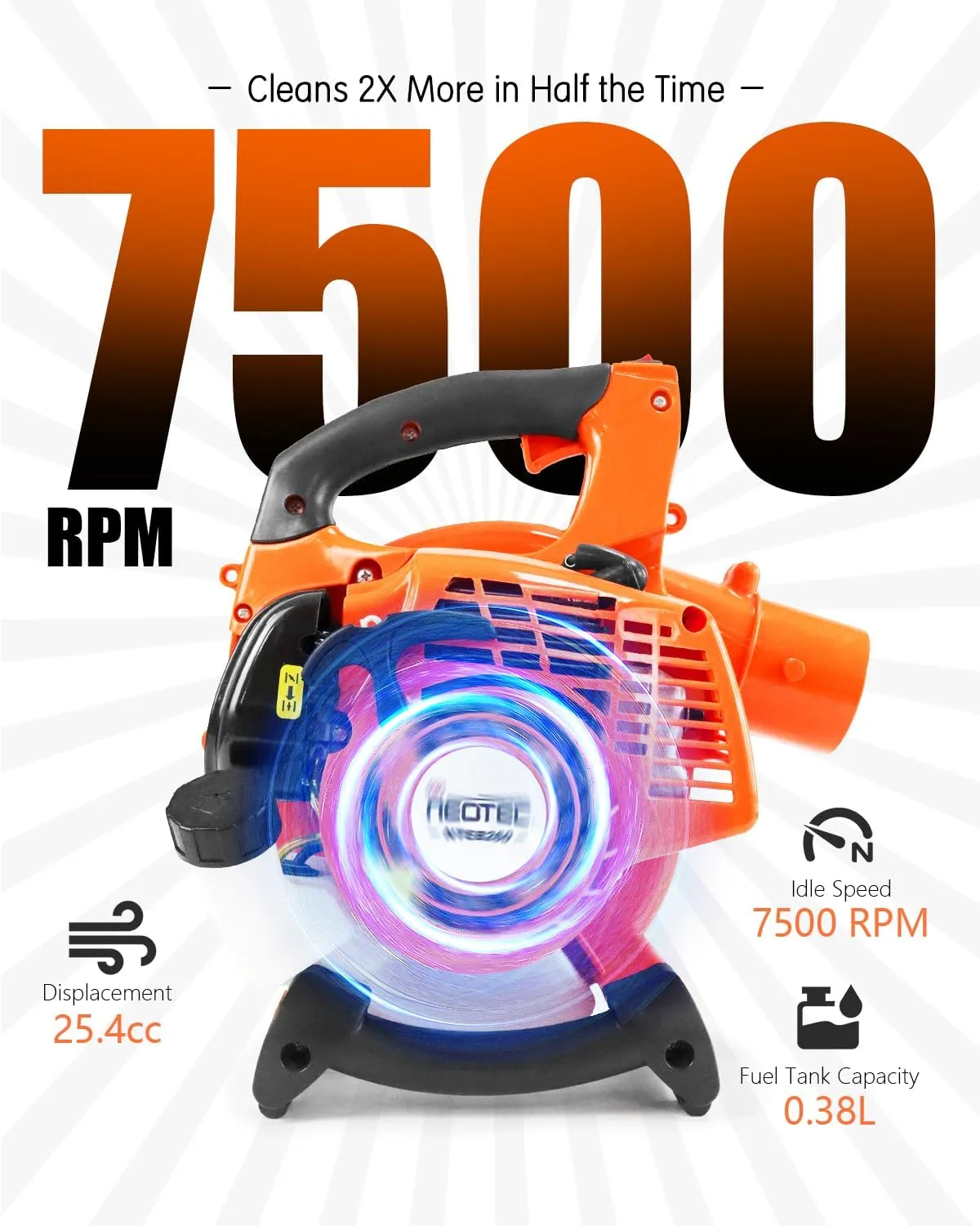 NEOTEC Gas Leaf Blower, 3-in-1 Handheld Leaf Blower & Leaf Vacuum Mulcher, 25.4 cc, 2-Cycle 150 mph, 360 CFM Gas Powered Blower with 12 Gallon Collection Bag for Lawn Yard Care