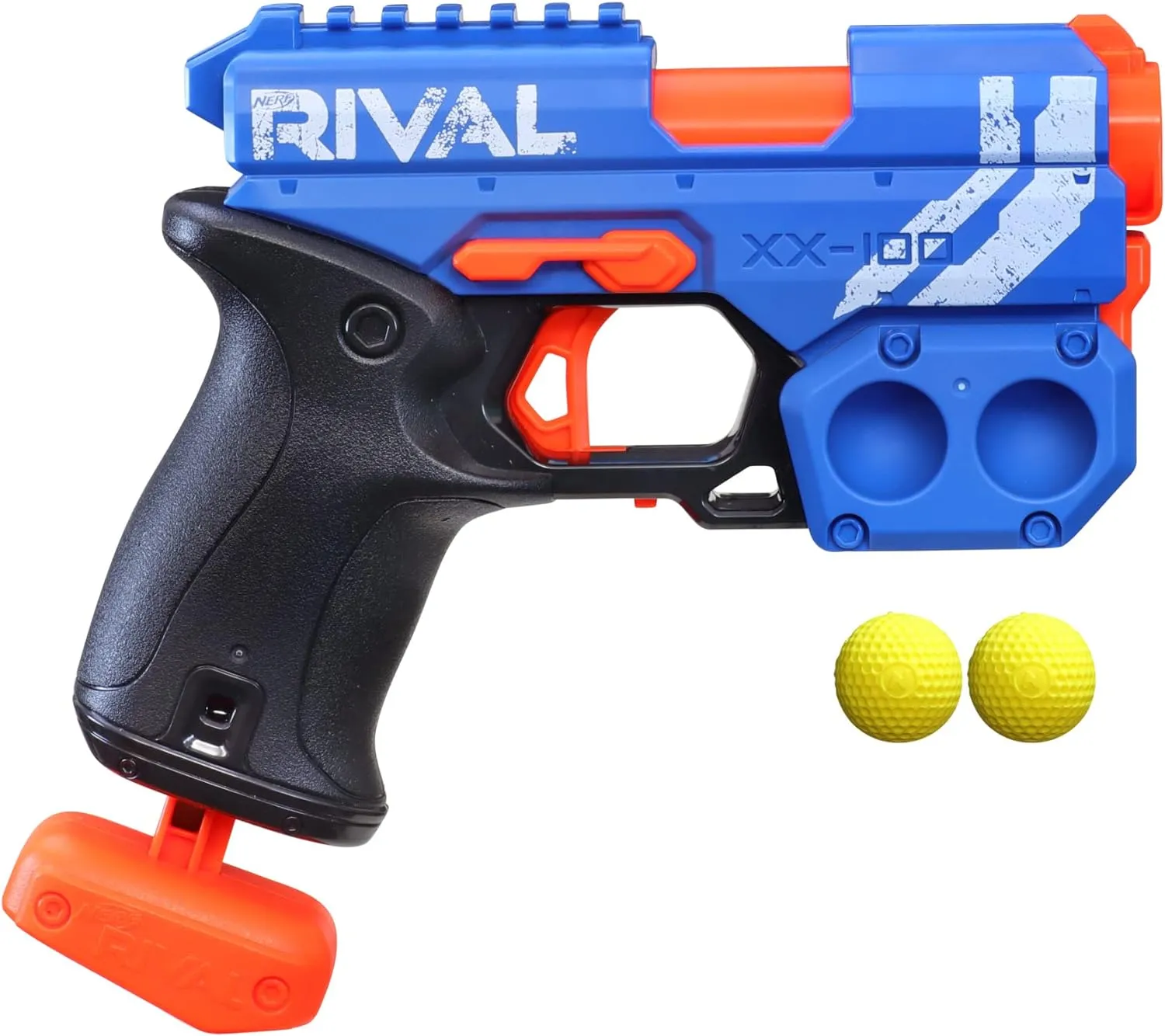 Nerf Rival Knockout XX-100 Blaster - Round Storage, 90 FPS Velocity, Breech Load - Includes 2 Official Rival Rounds - Team Blue