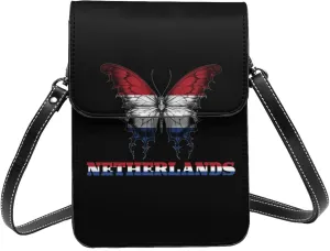 Netherlands Dutch Hollander Netherlander Butterflies Flag Small Crossbody Bag Is A Shoulder Bag Designed For Women And Girls Cell Phone Crossbody Wallet Purses With Card Slots Adjustable Strap
