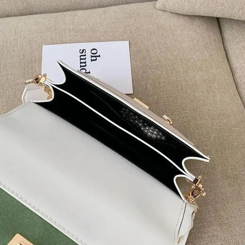 New Look Contrast Color Scrub Leather Crossbody Bags For Women And Girls Simple Chain Shoulder Bag , Purses And Handbags For Ladies