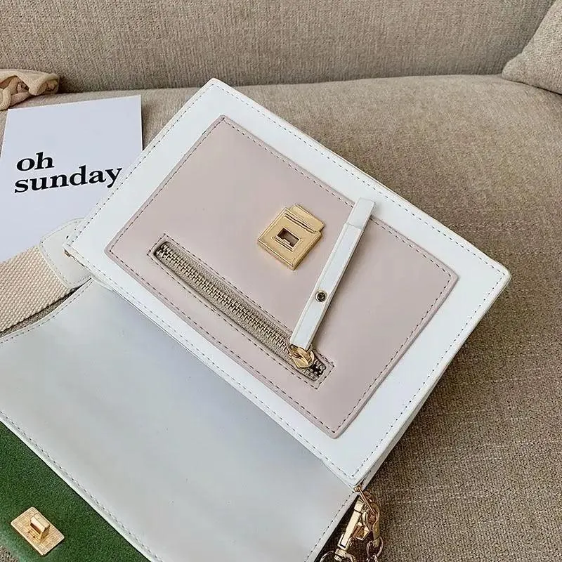 New Look Contrast Color Scrub Leather Crossbody Bags For Women And Girls Simple Chain Shoulder Bag , Purses And Handbags For Ladies