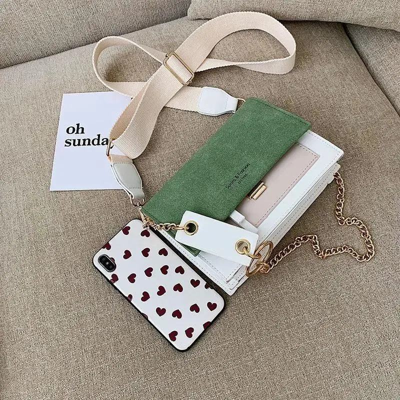 New Look Contrast Color Scrub Leather Crossbody Bags For Women And Girls Simple Chain Shoulder Bag , Purses And Handbags For Ladies
