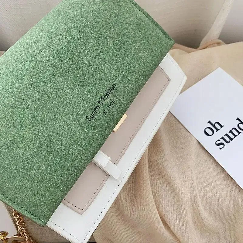 New Look Contrast Color Scrub Leather Crossbody Bags For Women And Girls Simple Chain Shoulder Bag , Purses And Handbags For Ladies