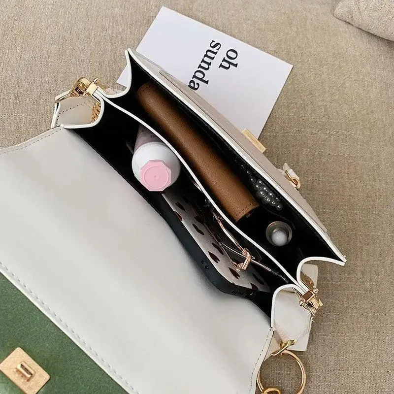 New Look Contrast Color Scrub Leather Crossbody Bags For Women And Girls Simple Chain Shoulder Bag , Purses And Handbags For Ladies