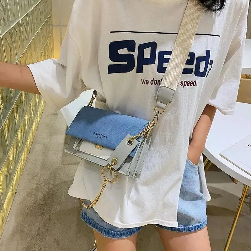 New Look Contrast Color Scrub Leather Crossbody Bags For Women And Girls Simple Chain Shoulder Bag , Purses And Handbags For Ladies
