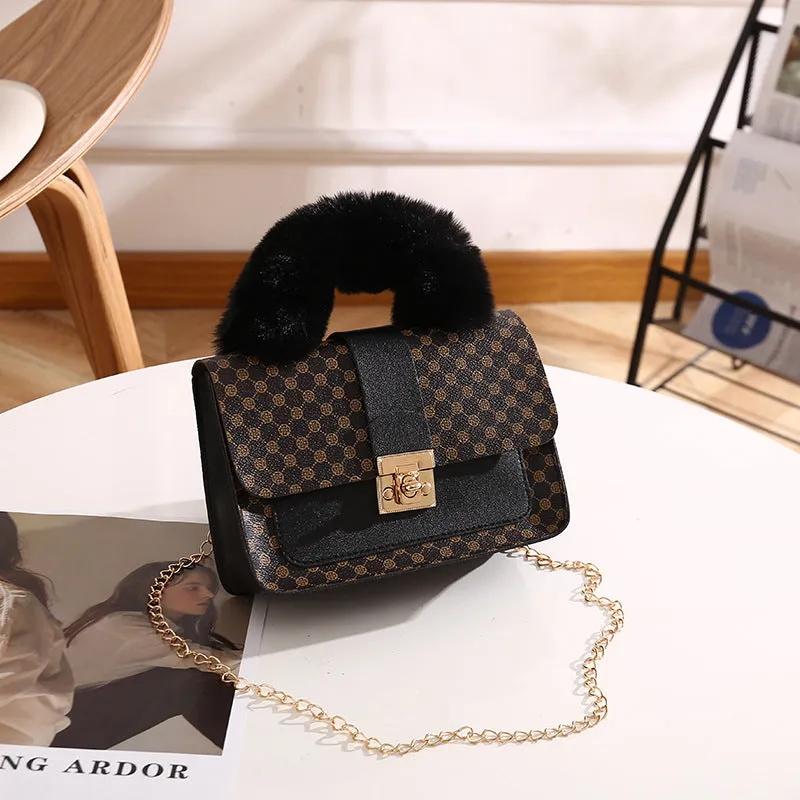 New Slouchy Plush Fashion Chain Printed Bags