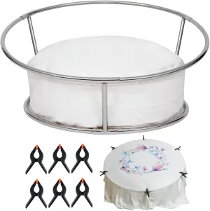 Newborn Posing Table with Beanbag(Unfilled) and 6 Clips Newborn Photography Stand Baby Photoshoot Posing Table Round Backdrop Stand Stainless Steel for Travelling Newborn Photographers/Starter