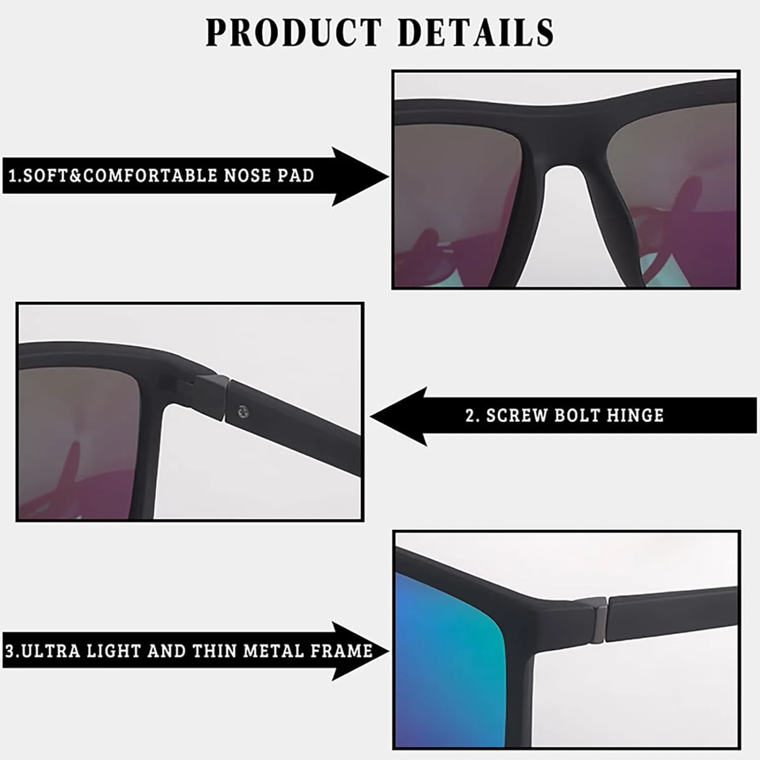 NIEEPA Men's Sports Polarized Sunglasses Square Frame Glasses NP1007