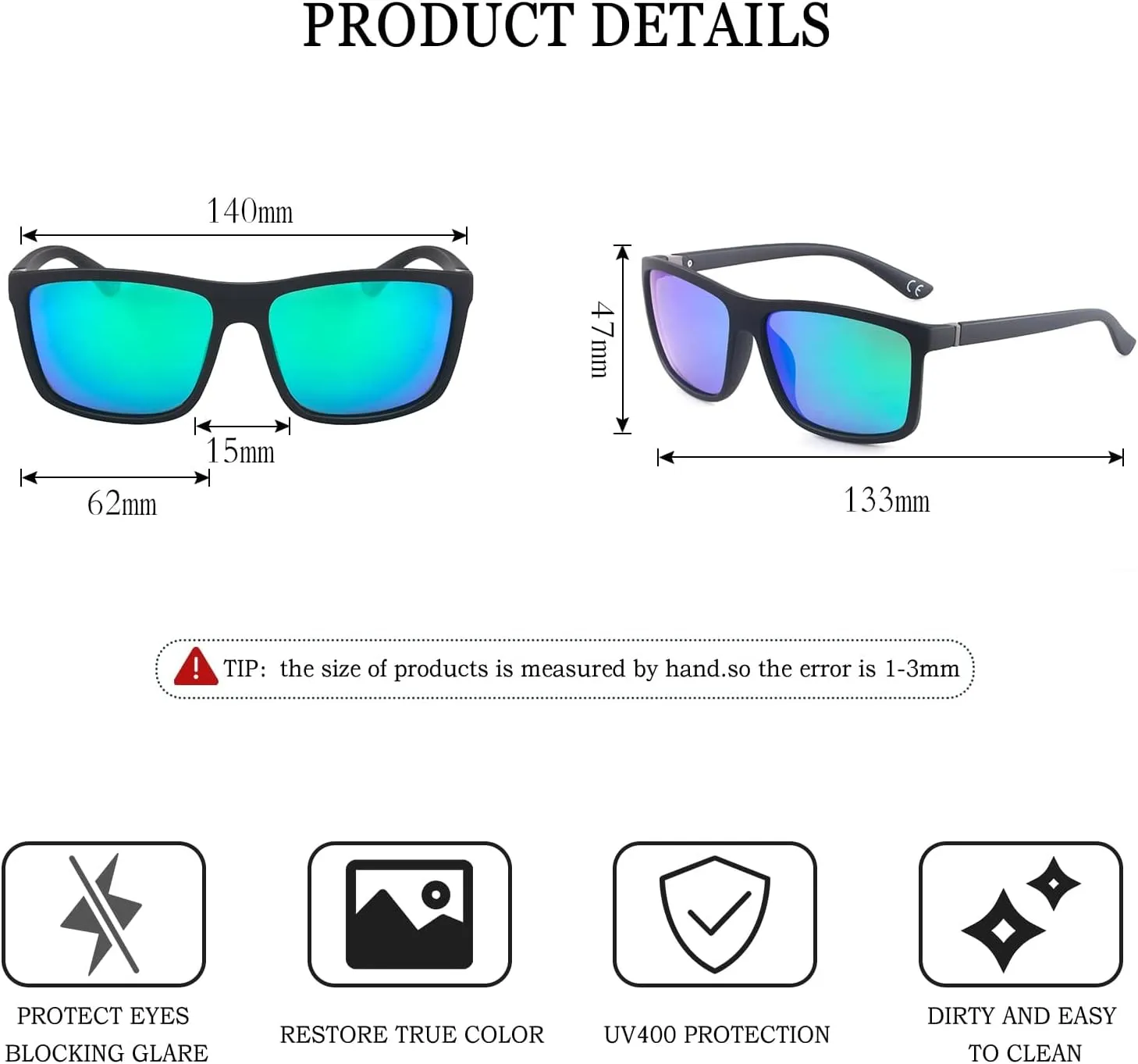 NIEEPA Men's Sports Polarized Sunglasses Square Frame Glasses NP1007