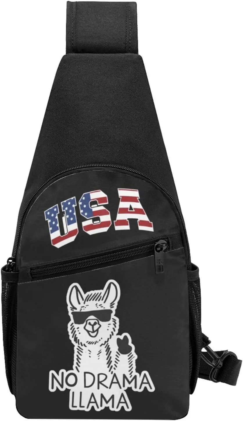 No Drama Llama,Casual one-shoulder crossbody chest bag, fashionable crossbody chest bag