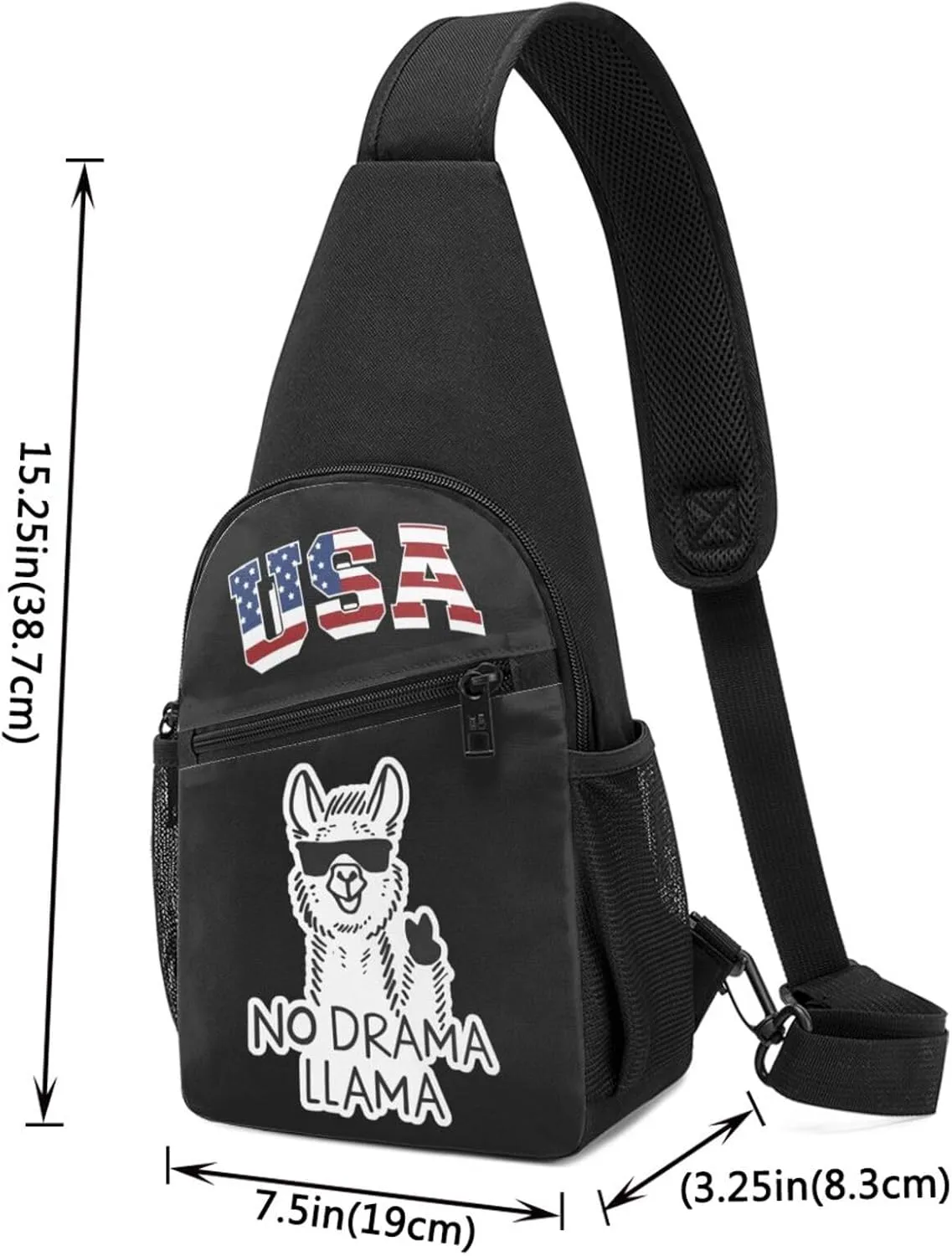 No Drama Llama,Casual one-shoulder crossbody chest bag, fashionable crossbody chest bag