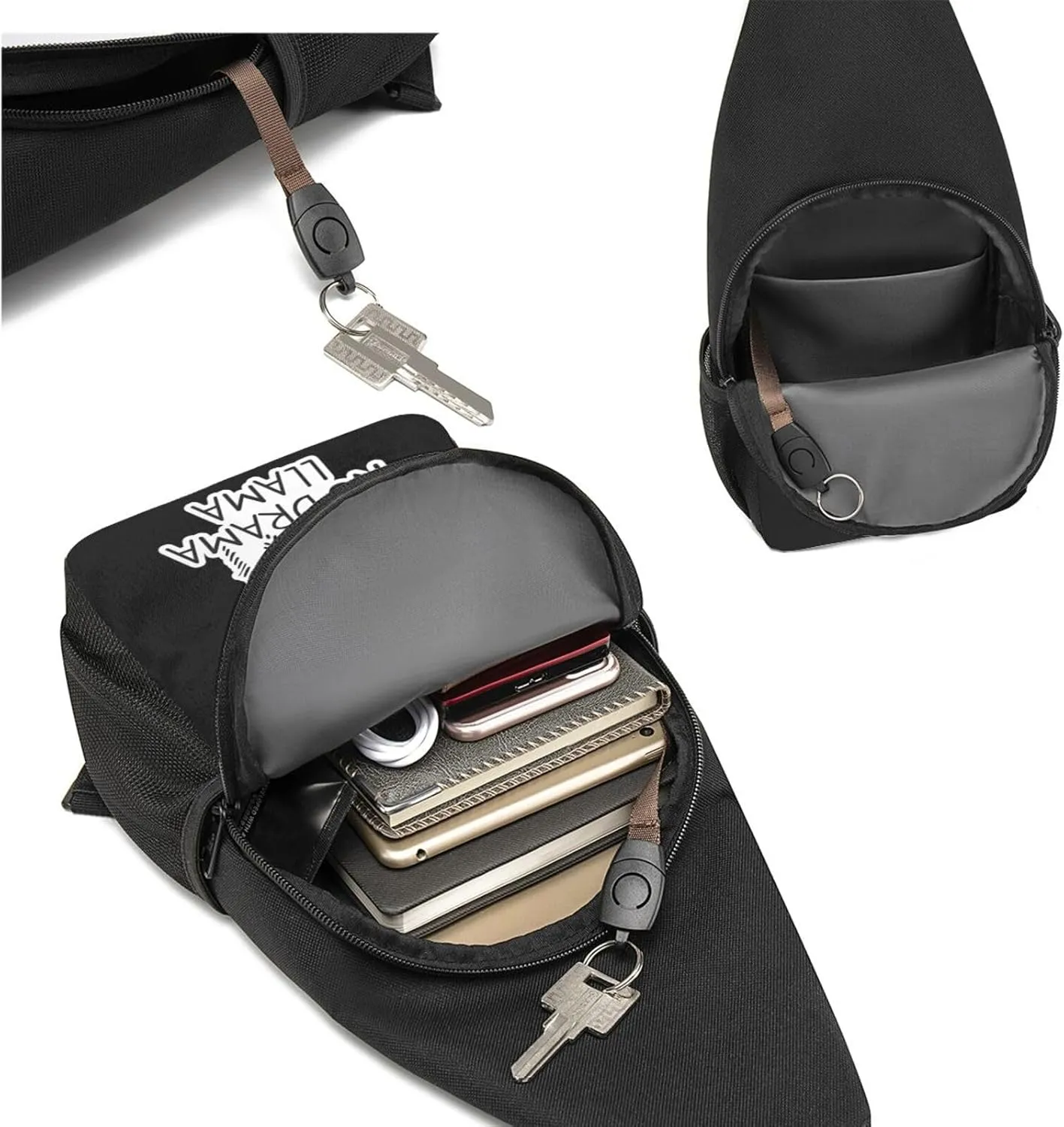 No Drama Llama,Casual one-shoulder crossbody chest bag, fashionable crossbody chest bag
