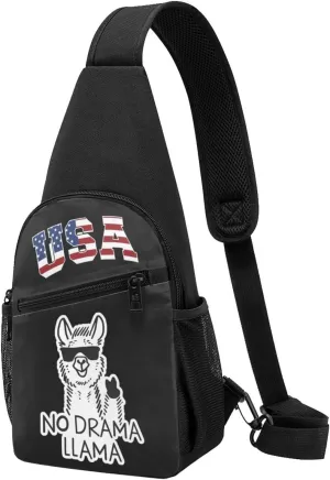 No Drama Llama,Casual one-shoulder crossbody chest bag, fashionable crossbody chest bag