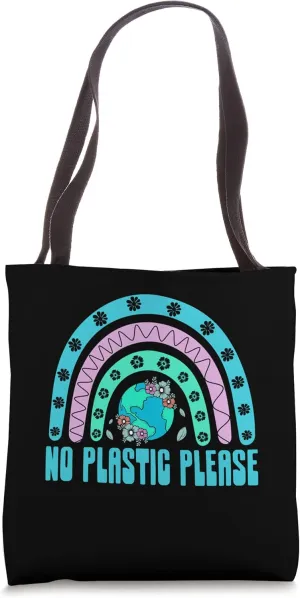 No Plastic Please Sustainable Lifestyle Zero Waste Habits Tote Bag