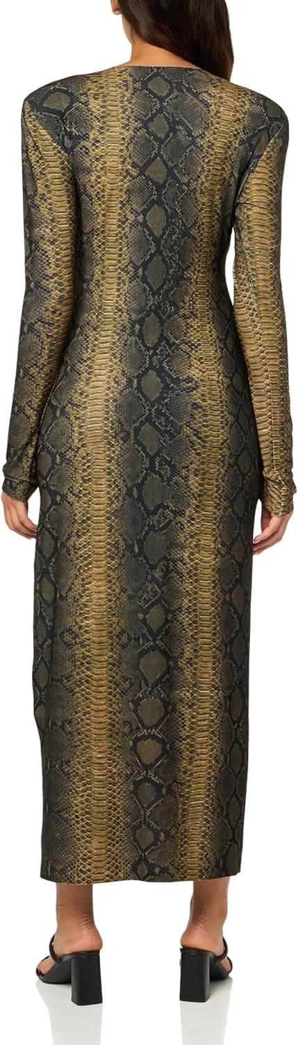 Norma Kamali Women's Long Sleeve Shoulder Pad Side Slit Gown