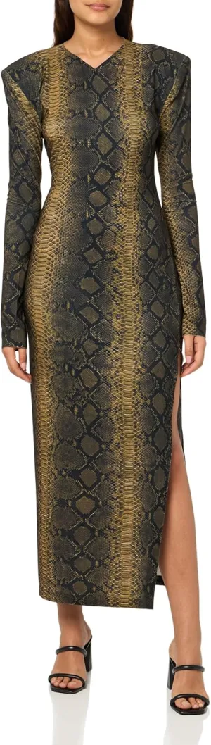 Norma Kamali Women's Long Sleeve Shoulder Pad Side Slit Gown