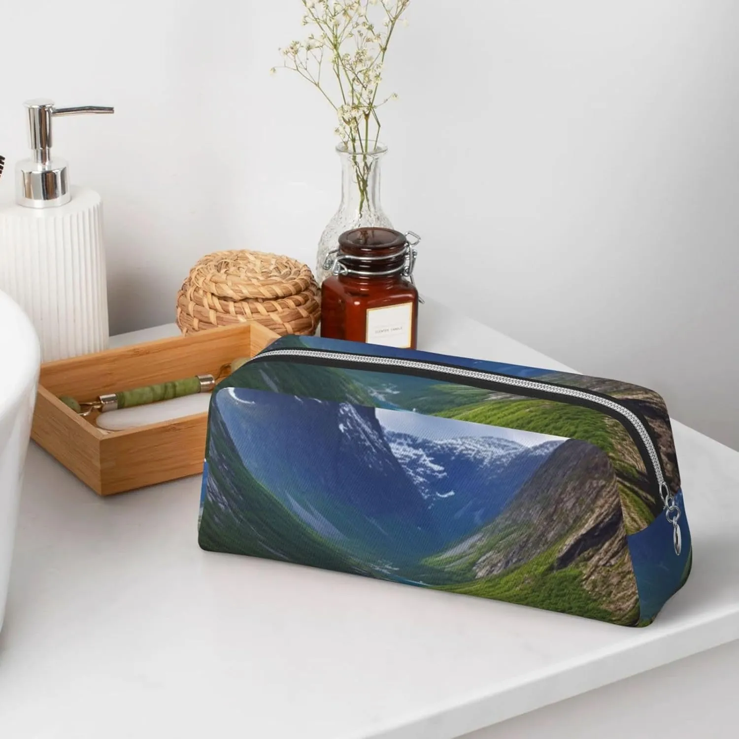 Norwegian fjords Makeup Bag Travel Cosmetic Bag for Women Men Pencil Case Zipper Toiletry Bag Purse