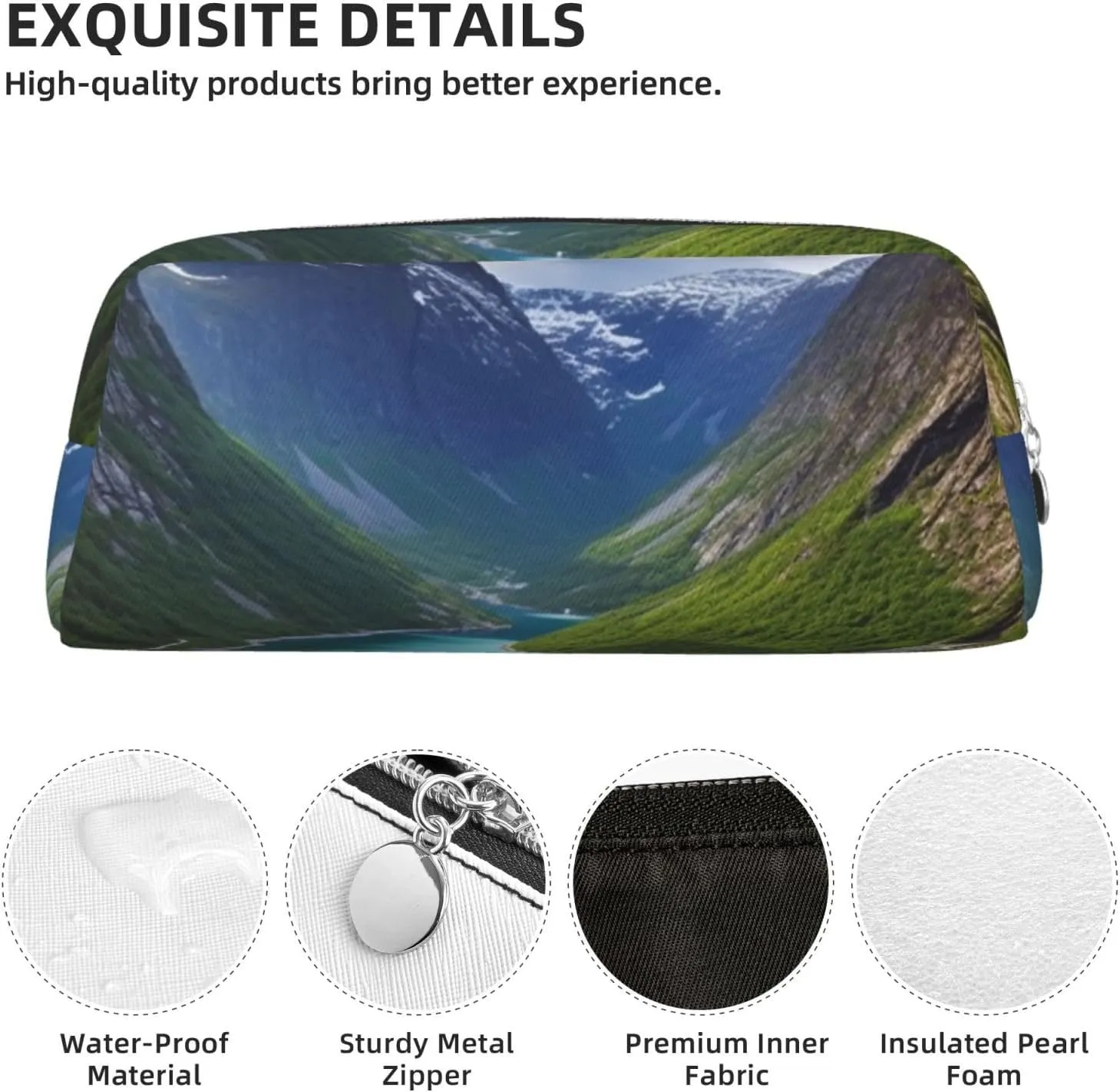 Norwegian fjords Makeup Bag Travel Cosmetic Bag for Women Men Pencil Case Zipper Toiletry Bag Purse
