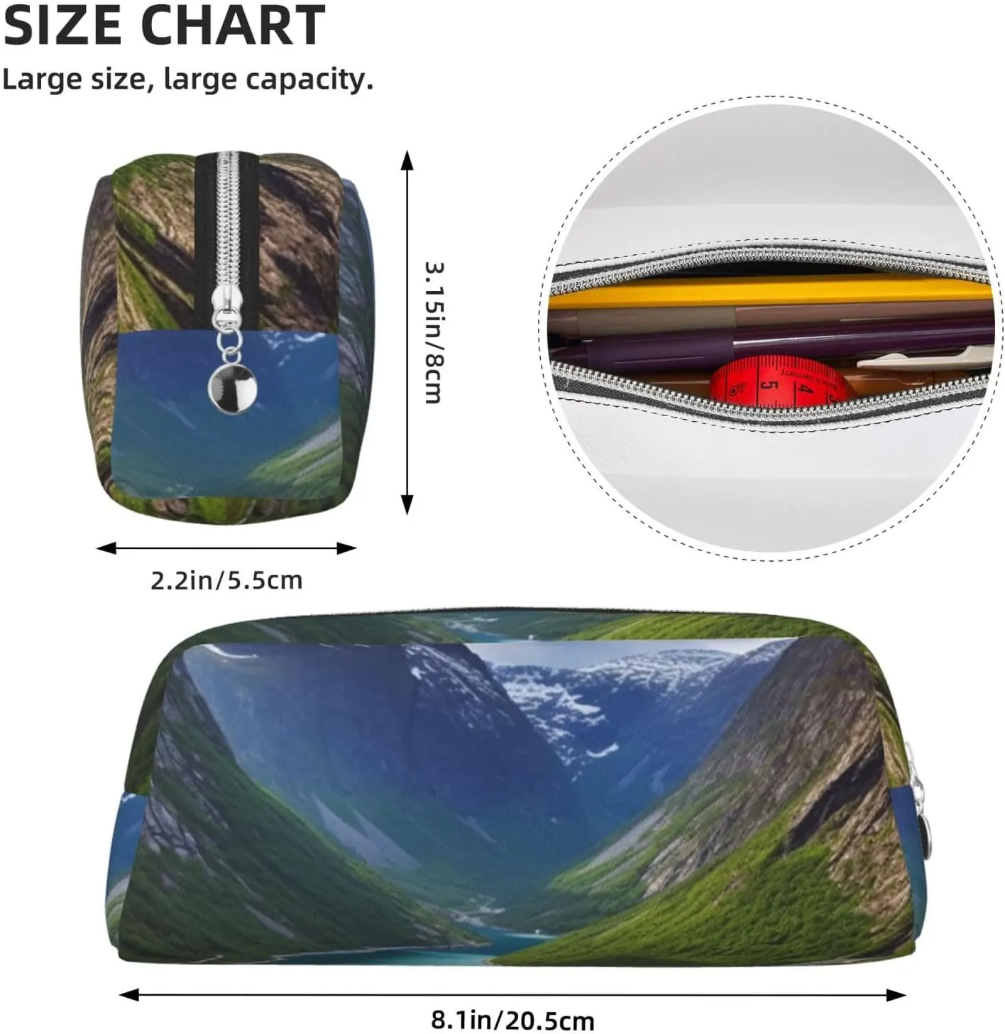Norwegian fjords Makeup Bag Travel Cosmetic Bag for Women Men Pencil Case Zipper Toiletry Bag Purse