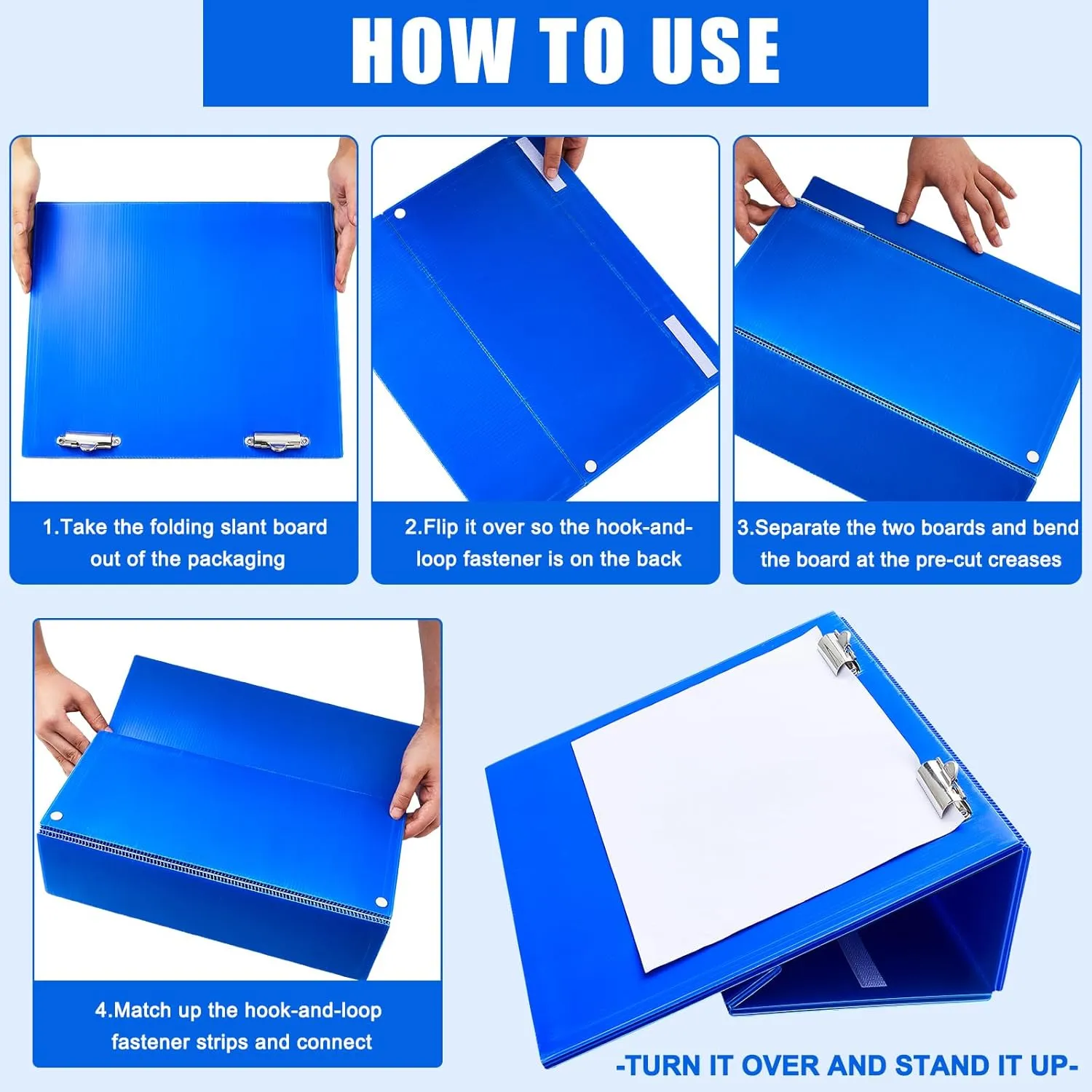Nuanchu 1 Pcs Folding Slant Board for Writing 14 x 12 Inch Large Slanted Clipboard Adjustable Tilted Writing Board Sloped Surface to Improve Handwriting Legibility Endurance for Office Reading
