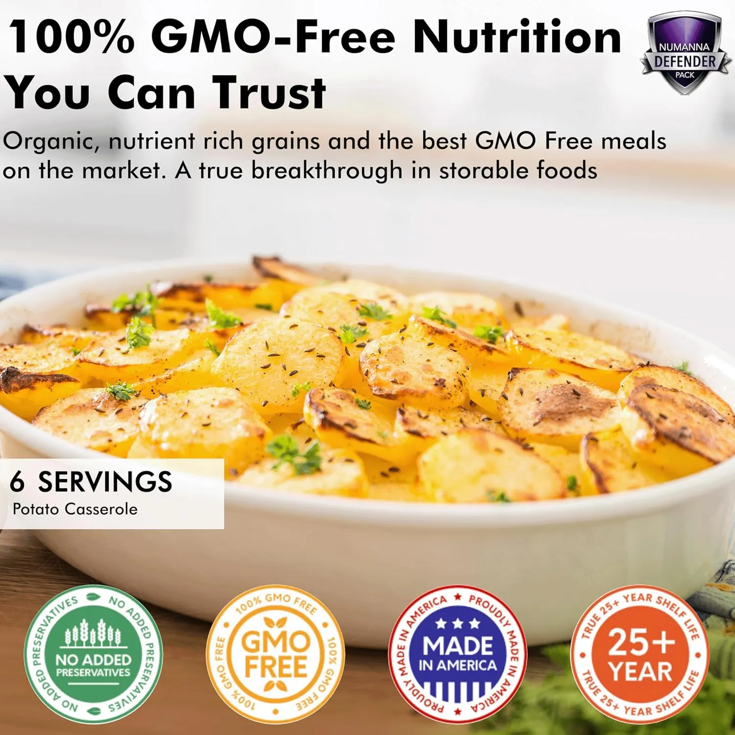 Numanna Dozen Defender Nutritive Pack Buckets Total 2,448 Servings GMO Free, Easy To Prepare Meals with Organic Grains and Super Foods Nutrient Rich Emergency Supply Meals 25  Years Shelf Life