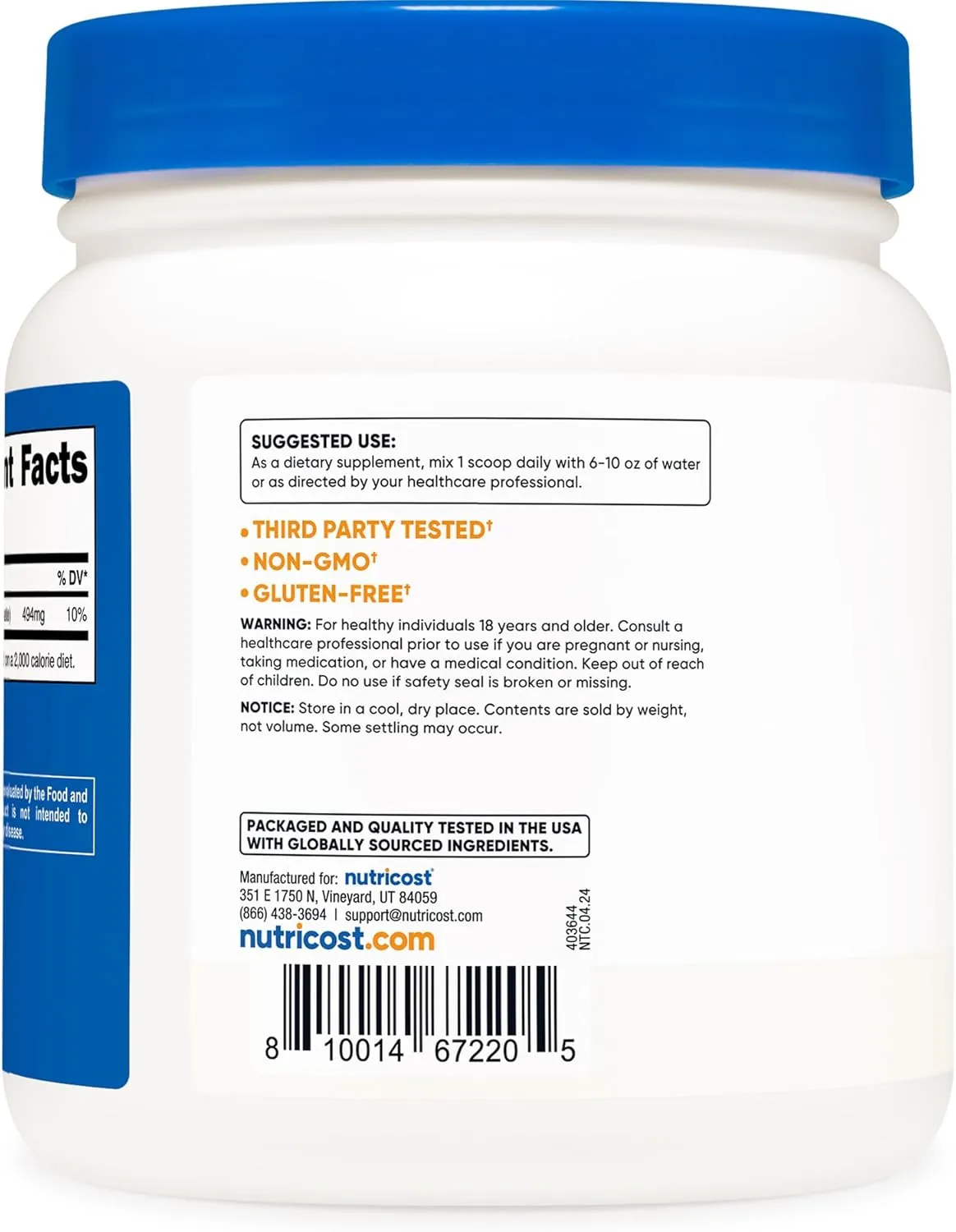 Nutricost Potassium Bicarbonate Powder 2 LB - Gluten Free, Non-GMO
