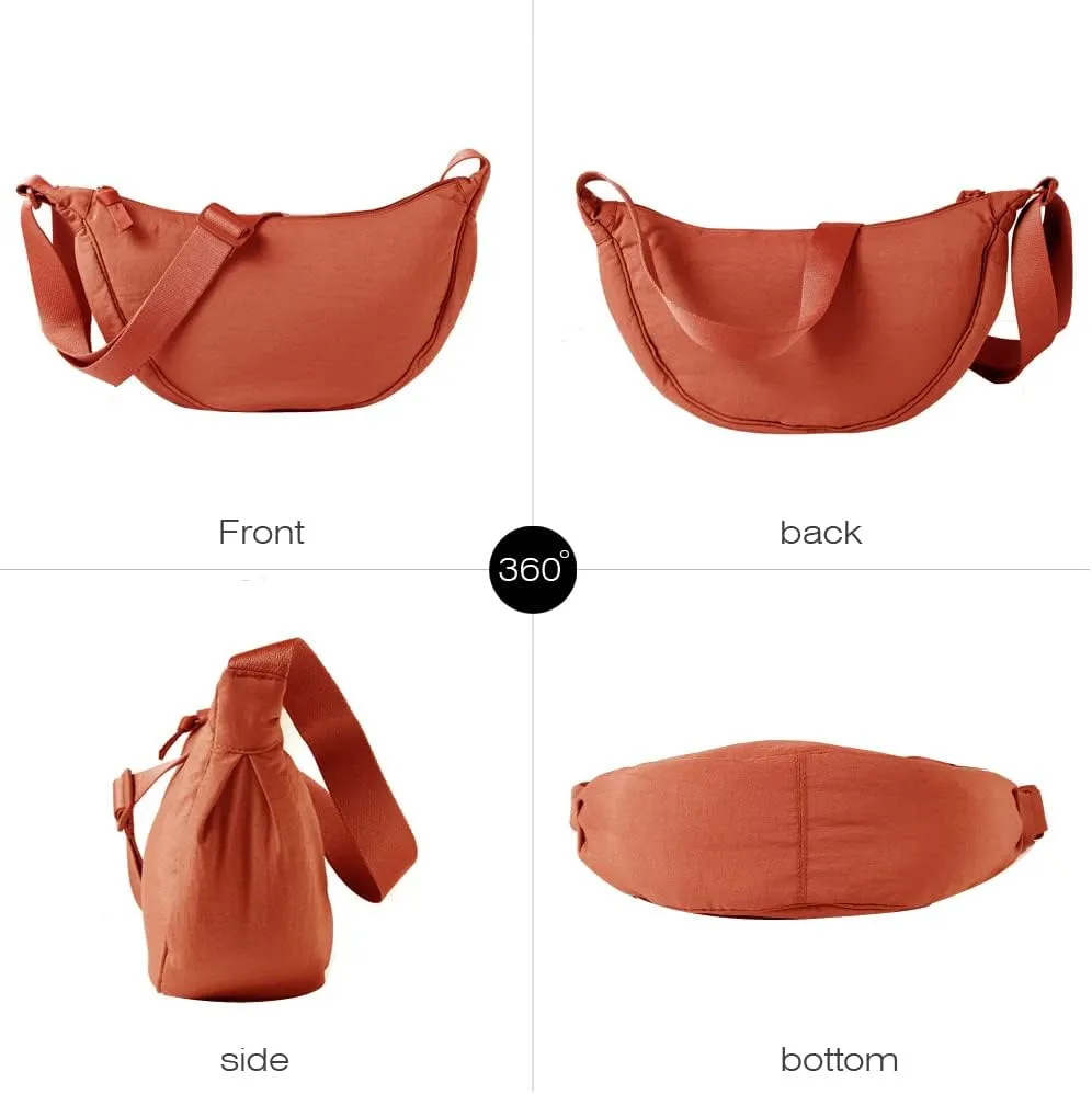 Nylon Crescent Crossbody Bag for Women Men Fanny Pack Crossbody Bag Dumpling Lightweight Travel Sling Bag