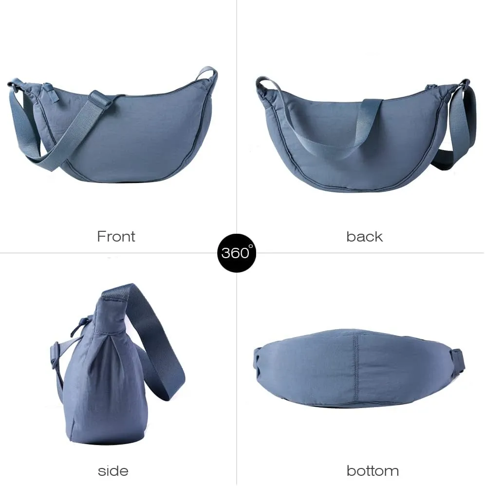 Nylon Crescent Crossbody Bag for Women Men Fanny Pack Crossbody Bag Dumpling Lightweight Travel Sling Bag