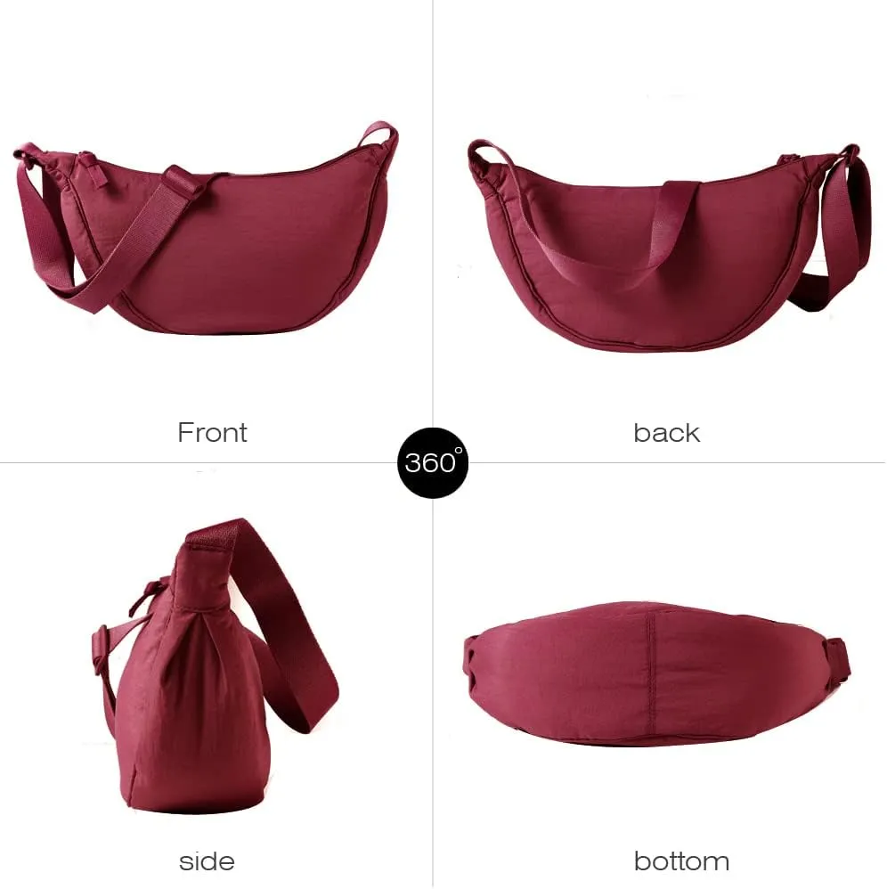 Nylon Crescent Crossbody Bag for Women Men Fanny Pack Crossbody Bag Dumpling Lightweight Travel Sling Bag