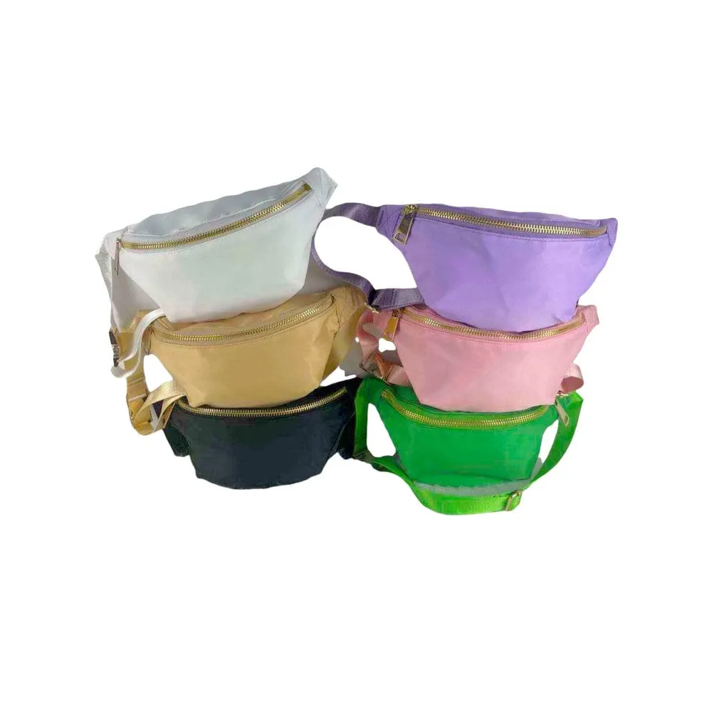Nylon Fanny Pack Women DIY Customizable With Glitter Varsity Nylon Pouch Bridesmaid gift Summer