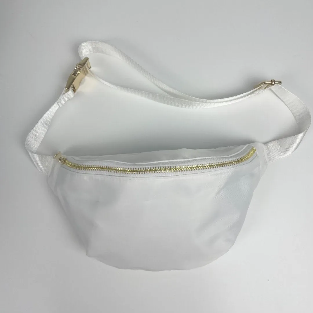 Nylon Fanny Pack Women DIY Customizable With Glitter Varsity Nylon Pouch Bridesmaid gift Summer