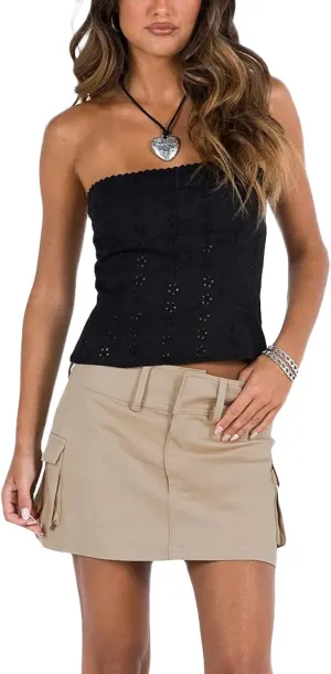 NZNDSHD Women Summer Y2k Sleeveless Tube Tops Off-Shoulder Backless Crop Bandeau Tops Sexy Strapless Vest Shirt Streetwear