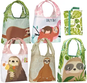 O-WITZ 5-Pack Reusable Shopping Bags Sloths