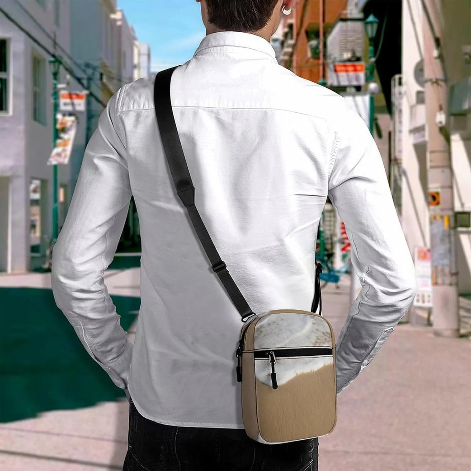 Ocean Whitewash on Beach Crossbody Bag Small Shoulder Bag Waterproof, Lightweight And Convenient