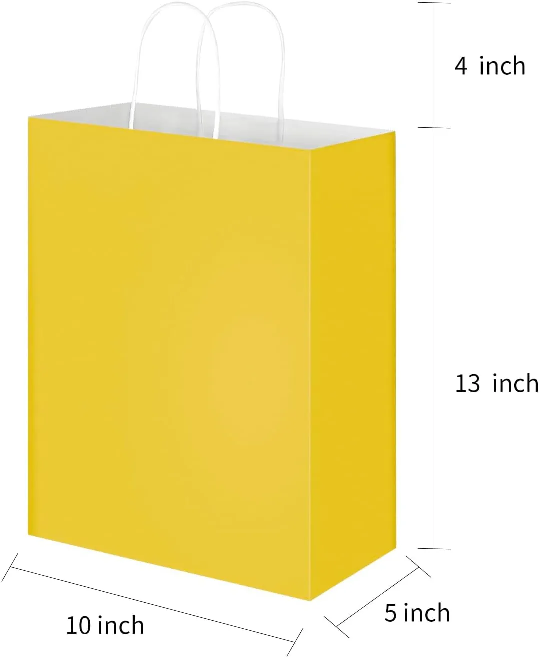 Oikss 100 Pack 10x5x13 Yellow Kraft Paper Bags with Handles Bulk for Birthday Party Favors Grocery Retail Shopping Business Goody Recycled Craft Gift Bags (Large Size, 100 Count)