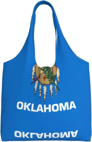 Oklahoma State Flag Printed single-shoulder canvas bag, fashionable daily canvas bag, suitable for daily travel and shopping
