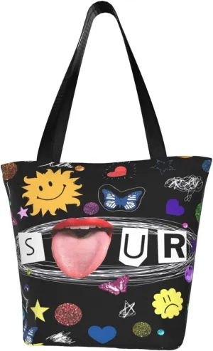 Olivia Songwriter Actress Rodrigo Reusable Grocery Bag for Kitchen Shopping Handbag Tote Bags with Zipper Unisex Classic Shoulder Bag Daily Bags for Trip