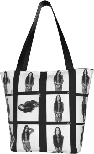 Olivia Songwriter Actress Rodrigo Reusable Grocery Bag for Kitchen Shopping Handbag Tote Bags with Zipper Unisex Portable Shoulder Bag Daily Bags for Office