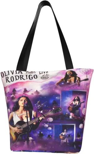 Olivia Songwriter Actress Rodrigo Shopping Handbag Tote Bags with Zipper Unisex Portable Shoulder Bag Daily Bags for Party