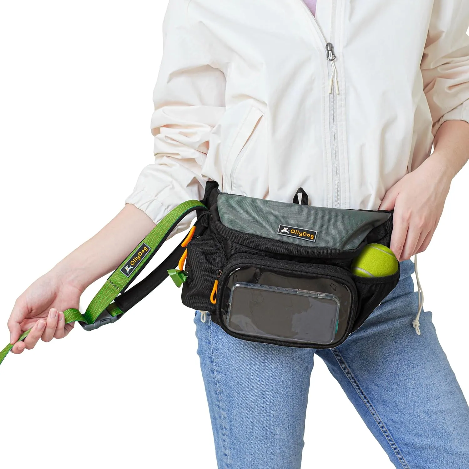 OllyDog Trailblazer Pack | Fanny Pack | Dog Treat Pouch | Includes Rubber Fetch Ball | Water-Resistant | Poop Bag Dispenser | Hands-Free | Dog Walking & Training
