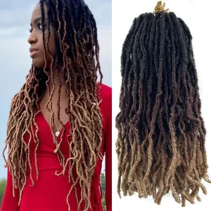 Ombre Soft Locs 14 Inch New Faux Locs Crochet Hair 8 Packs Pre-looped Crochet Braids Short Soft Goddess Locs Curly Wavy Croceht Hair for Women(1B/4/27#, 8packs)