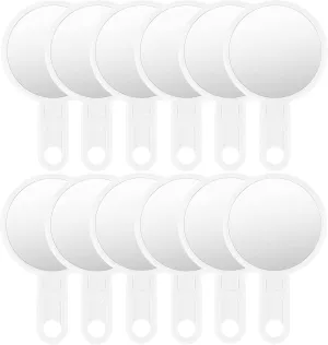 OMIRO 3" Compact Mirror with Adjustable Handle, Mini Folding Mirror for Makeup (White, Pack of 12)