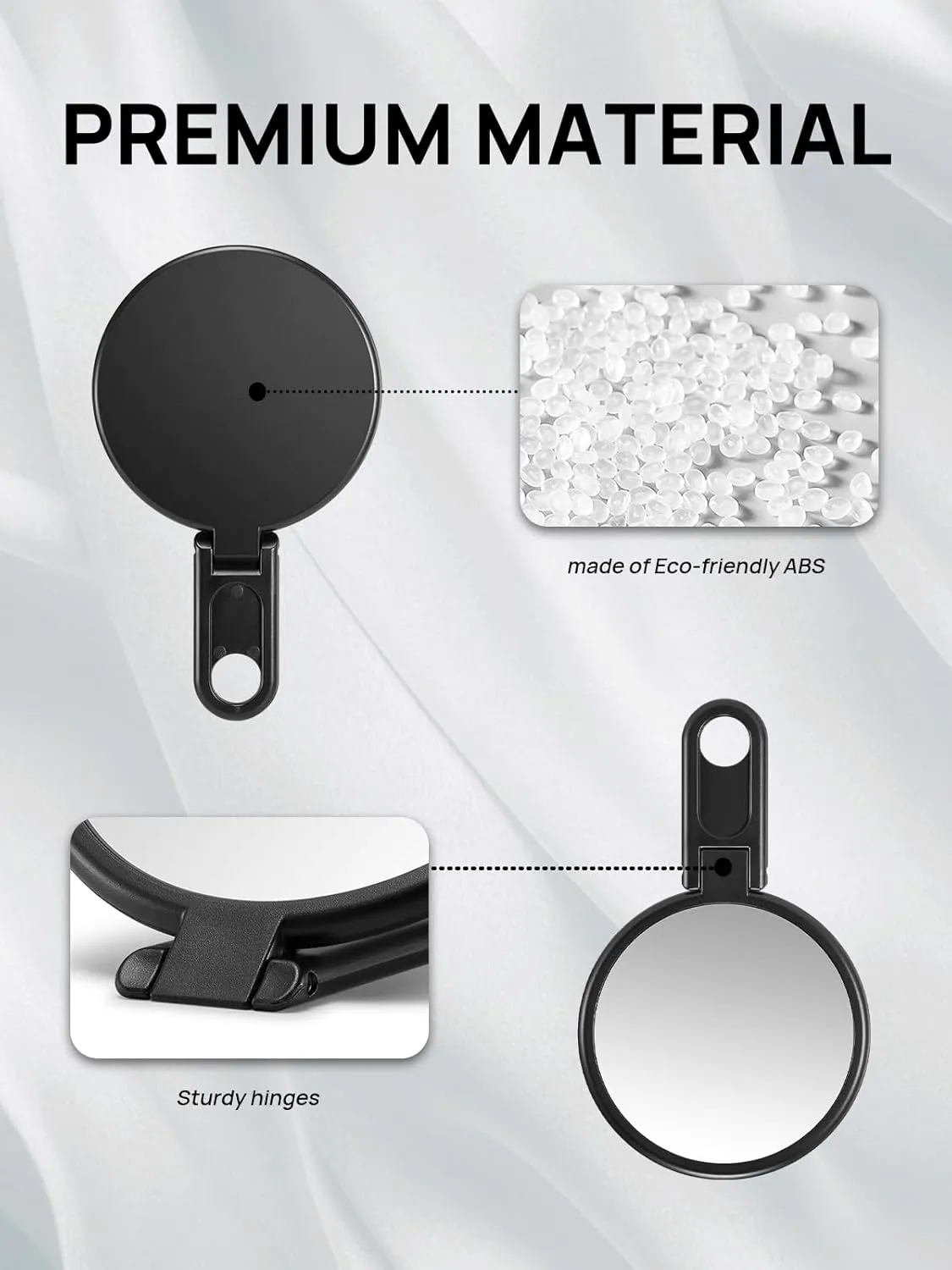 OMIRO 3" Compact Mirror with Adjustable Handle, Mini Folding Mirror for Makeup (White, Pack of 12)