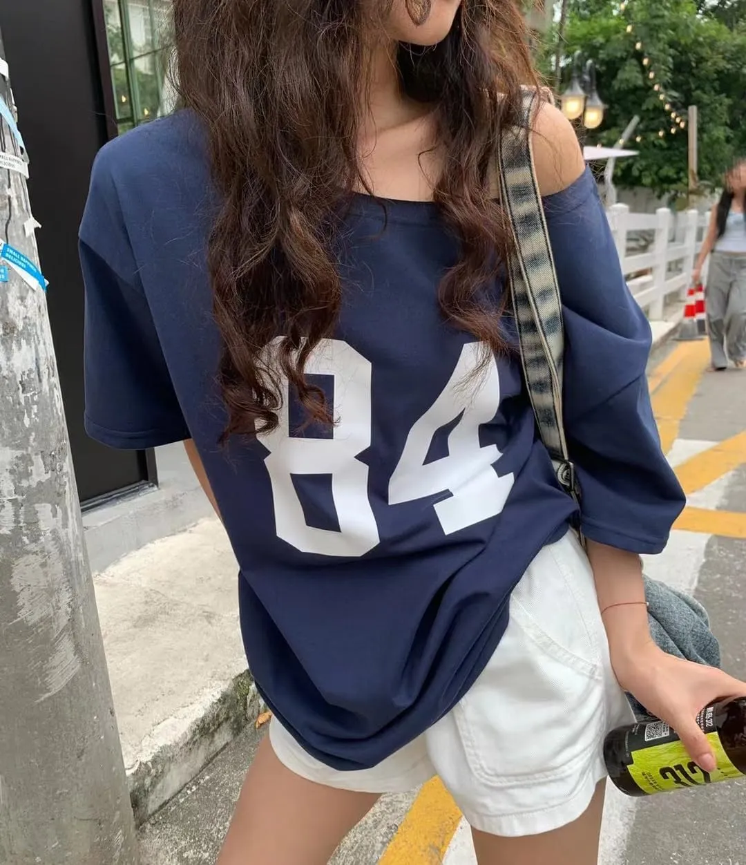 One Shoulder Oversized Tshirts Short Sleeve Y2k Baby Tees Summer Crop Top Jersey Off Shouder Graphic Tee Women