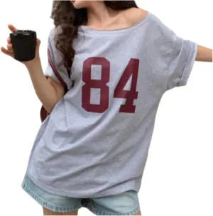 One Shoulder Oversized Tshirts Short Sleeve Y2k Baby Tees Summer Crop Top Jersey Off Shouder Graphic Tee Women